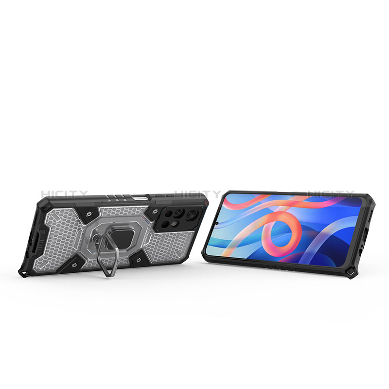 Funda Bumper Silicona y Plastico Mate Carcasa con Magnetico Anillo de dedo Soporte KC3 para Xiaomi Poco M4 Pro 5G