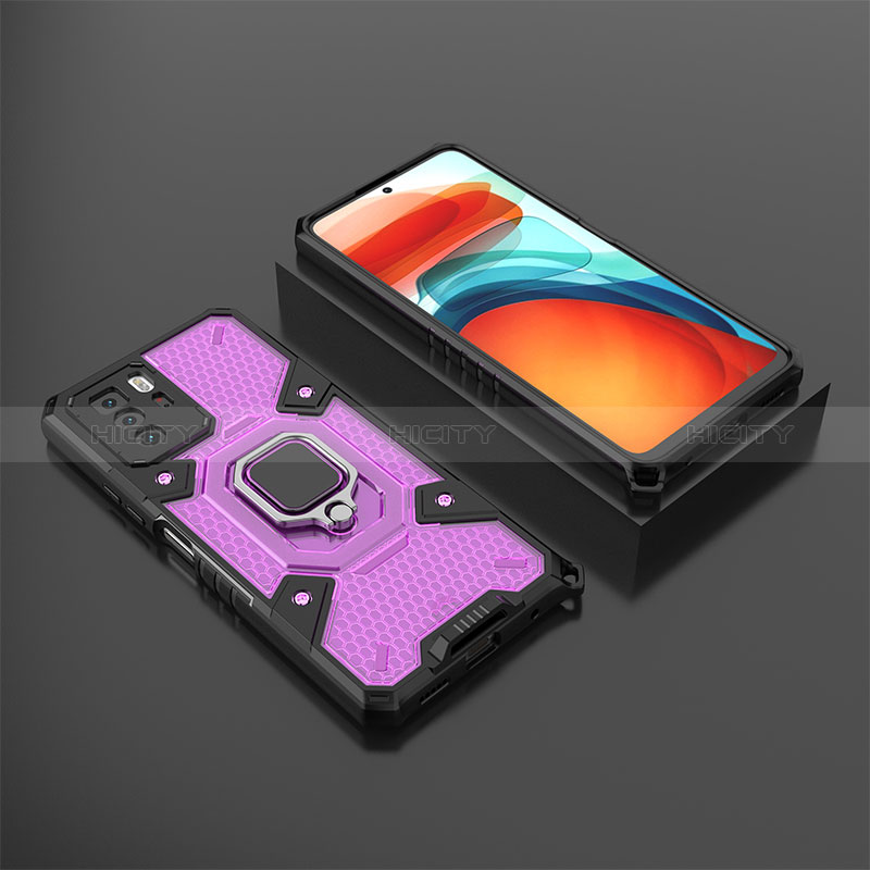 Funda Bumper Silicona y Plastico Mate Carcasa con Magnetico Anillo de dedo Soporte KC3 para Xiaomi Poco X3 GT 5G