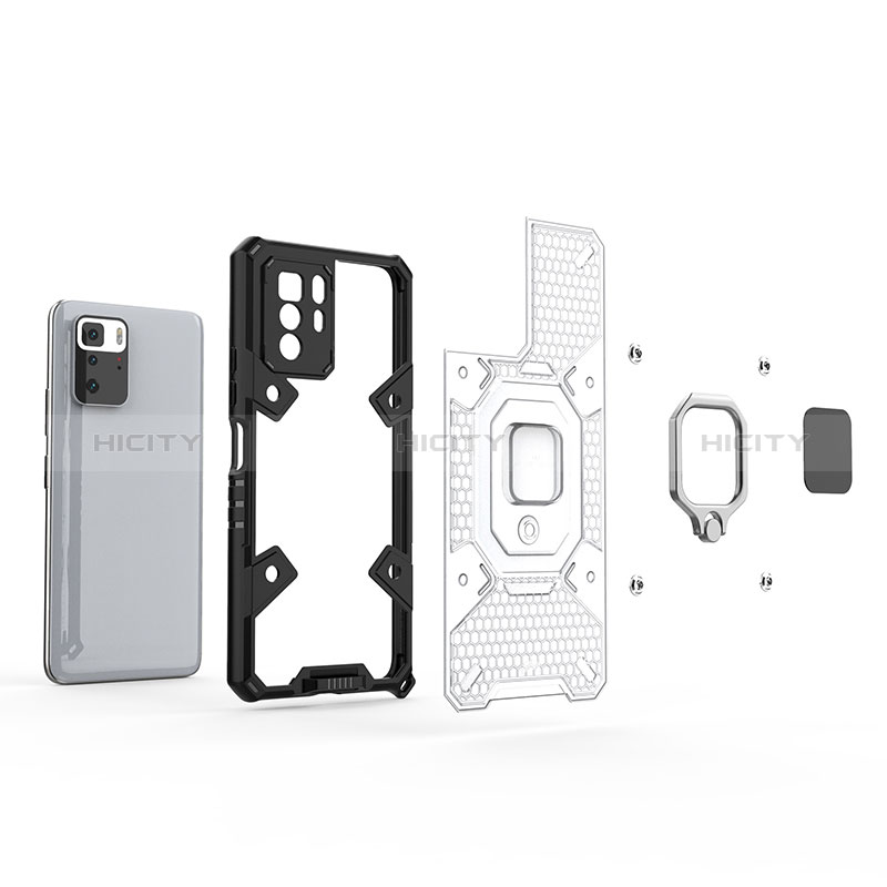 Funda Bumper Silicona y Plastico Mate Carcasa con Magnetico Anillo de dedo Soporte KC3 para Xiaomi Poco X3 GT 5G