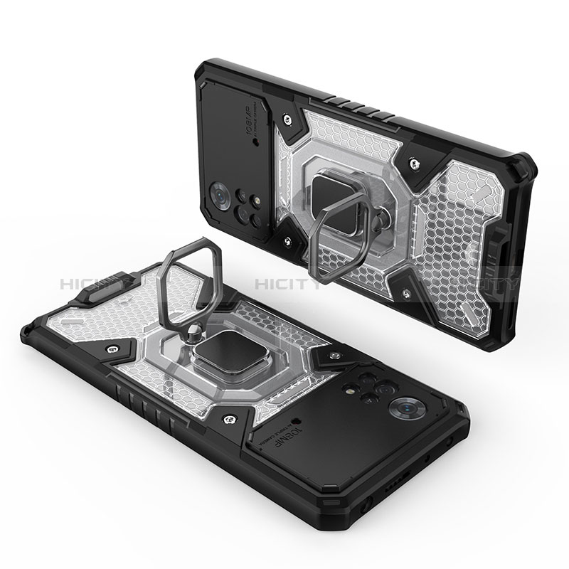 Funda Bumper Silicona y Plastico Mate Carcasa con Magnetico Anillo de dedo Soporte KC3 para Xiaomi Poco X4 Pro 5G