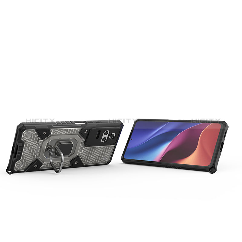 Funda Bumper Silicona y Plastico Mate Carcasa con Magnetico Anillo de dedo Soporte KC3 para Xiaomi Redmi K50 5G