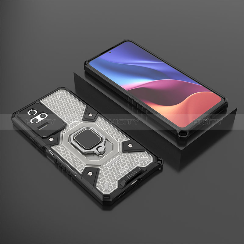 Funda Bumper Silicona y Plastico Mate Carcasa con Magnetico Anillo de dedo Soporte KC3 para Xiaomi Redmi K50 5G