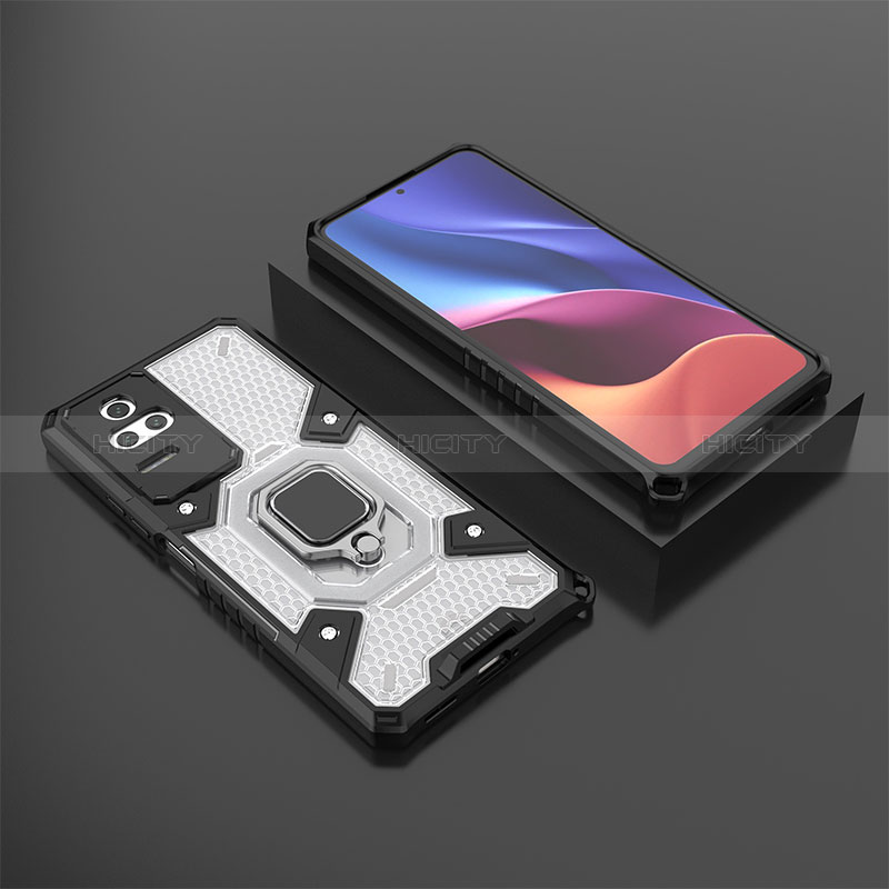 Funda Bumper Silicona y Plastico Mate Carcasa con Magnetico Anillo de dedo Soporte KC3 para Xiaomi Redmi K50 5G