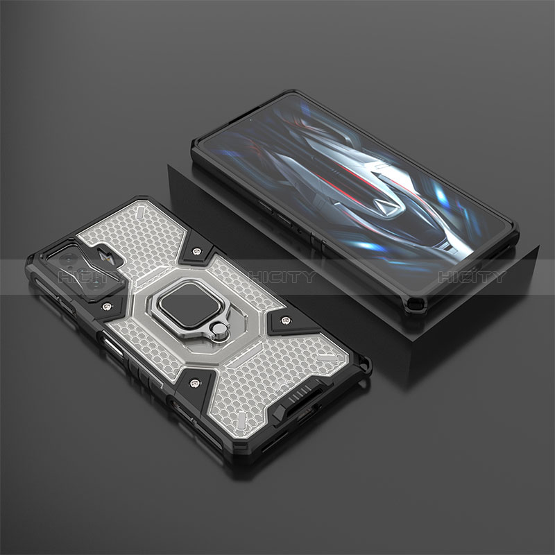 Funda Bumper Silicona y Plastico Mate Carcasa con Magnetico Anillo de dedo Soporte KC3 para Xiaomi Redmi K50 Gaming 5G