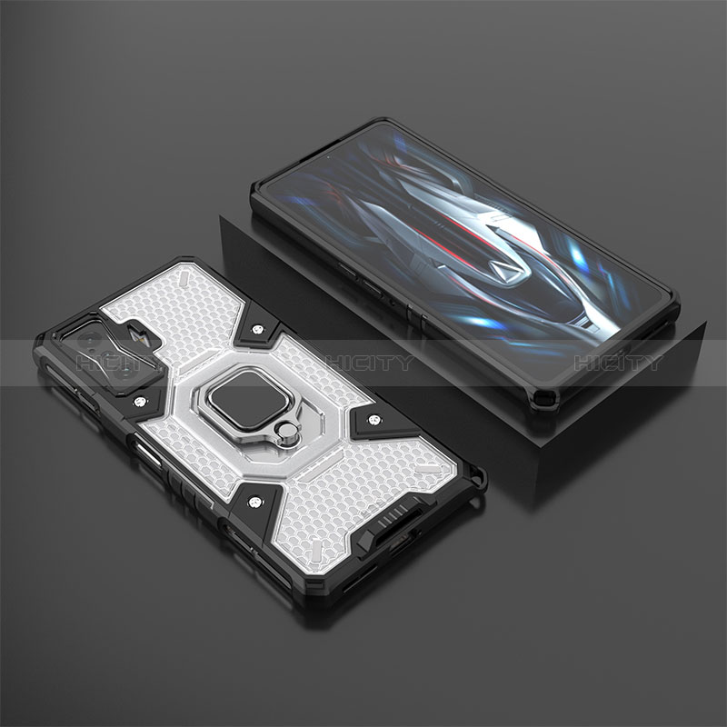 Funda Bumper Silicona y Plastico Mate Carcasa con Magnetico Anillo de dedo Soporte KC3 para Xiaomi Redmi K50 Gaming 5G