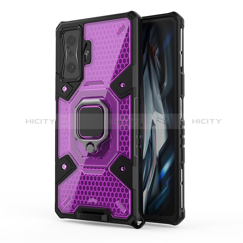 Funda Bumper Silicona y Plastico Mate Carcasa con Magnetico Anillo de dedo Soporte KC3 para Xiaomi Redmi K50 Gaming 5G