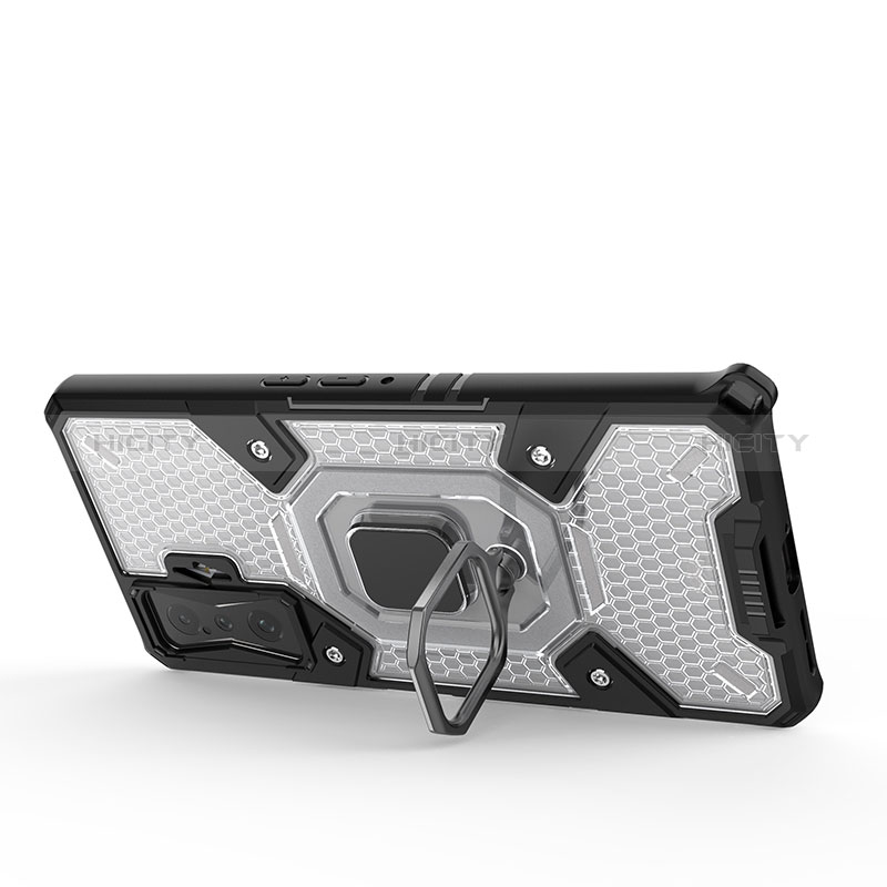 Funda Bumper Silicona y Plastico Mate Carcasa con Magnetico Anillo de dedo Soporte KC3 para Xiaomi Redmi K50 Gaming 5G