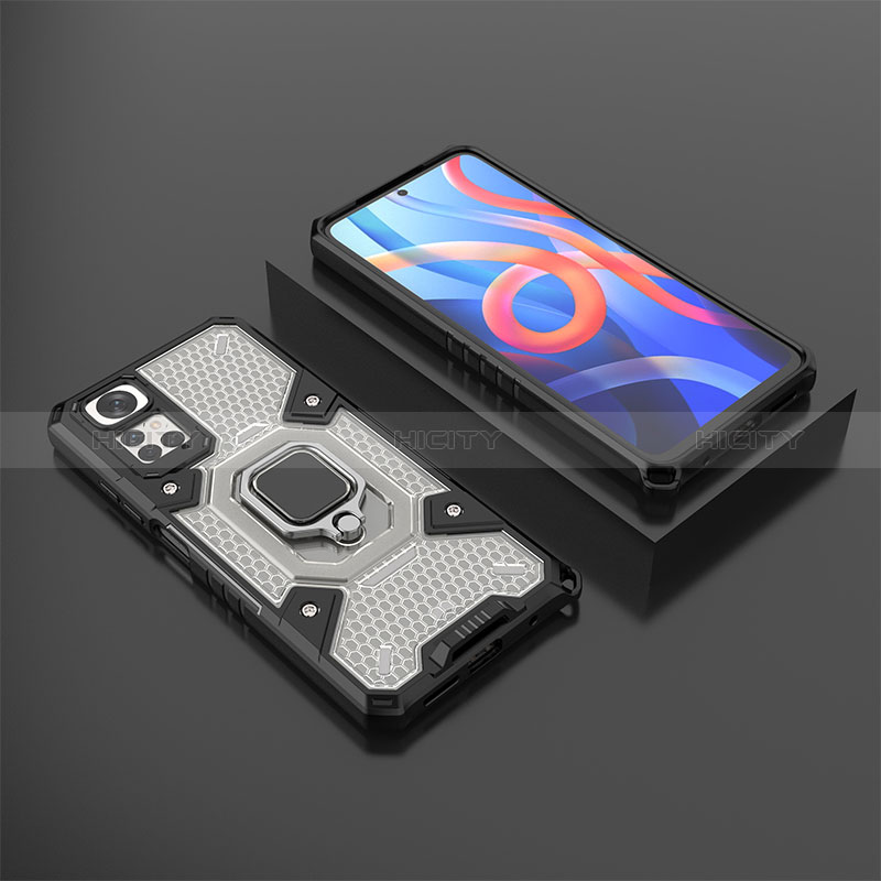 Funda Bumper Silicona y Plastico Mate Carcasa con Magnetico Anillo de dedo Soporte KC3 para Xiaomi Redmi Note 11 4G (2022)