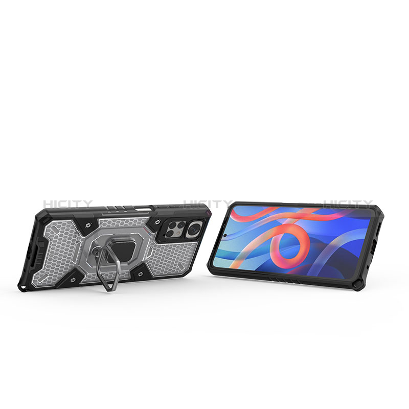 Funda Bumper Silicona y Plastico Mate Carcasa con Magnetico Anillo de dedo Soporte KC3 para Xiaomi Redmi Note 11 4G (2022)