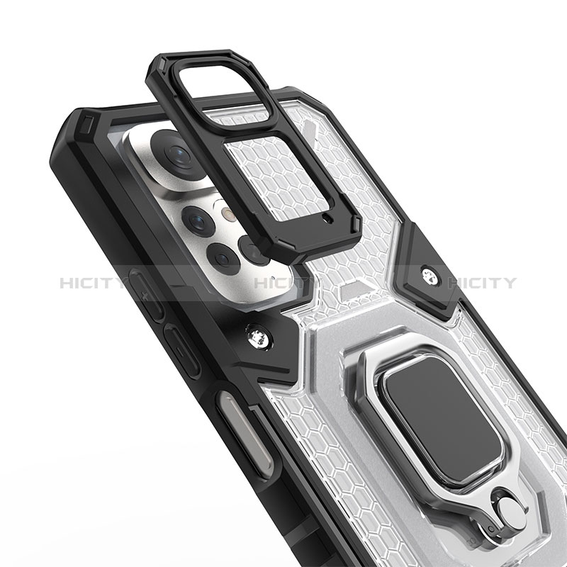 Funda Bumper Silicona y Plastico Mate Carcasa con Magnetico Anillo de dedo Soporte KC3 para Xiaomi Redmi Note 11 4G (2022)