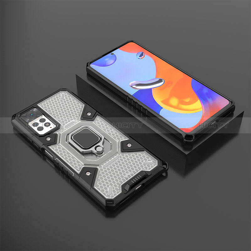 Funda Bumper Silicona y Plastico Mate Carcasa con Magnetico Anillo de dedo Soporte KC3 para Xiaomi Redmi Note 11 Pro 4G