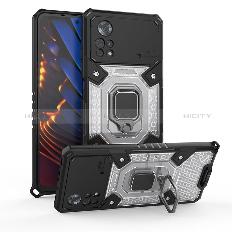 Funda Bumper Silicona y Plastico Mate Carcasa con Magnetico Anillo de dedo Soporte KC3 para Xiaomi Redmi Note 11E Pro 5G