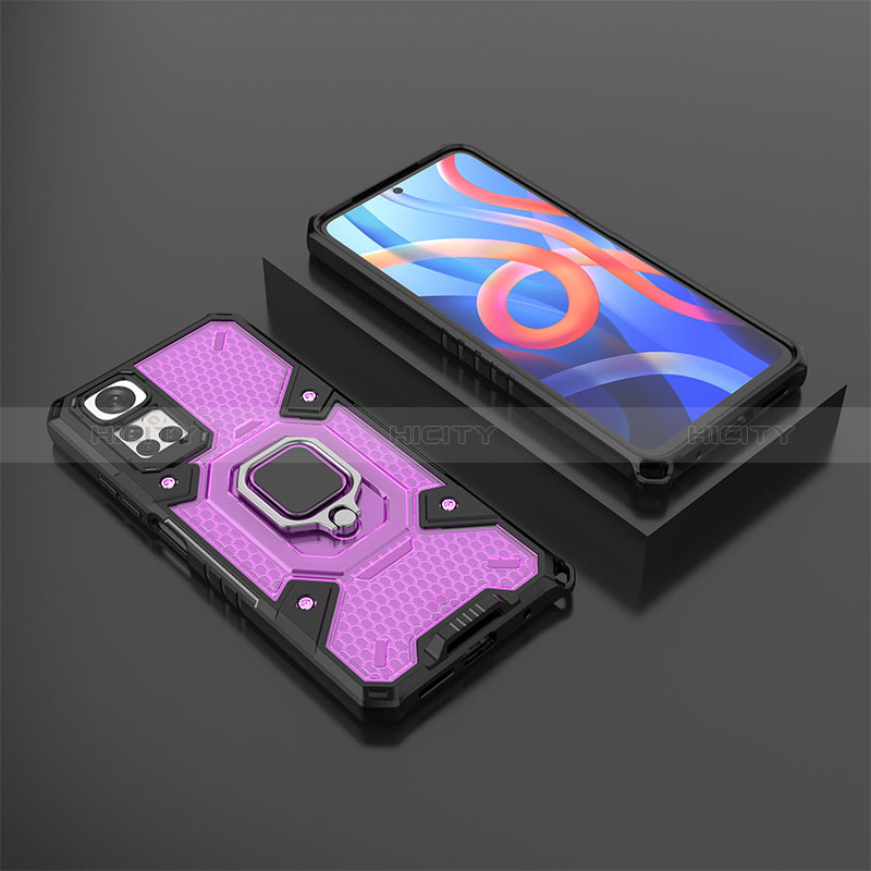 Funda Bumper Silicona y Plastico Mate Carcasa con Magnetico Anillo de dedo Soporte KC3 para Xiaomi Redmi Note 11S 4G