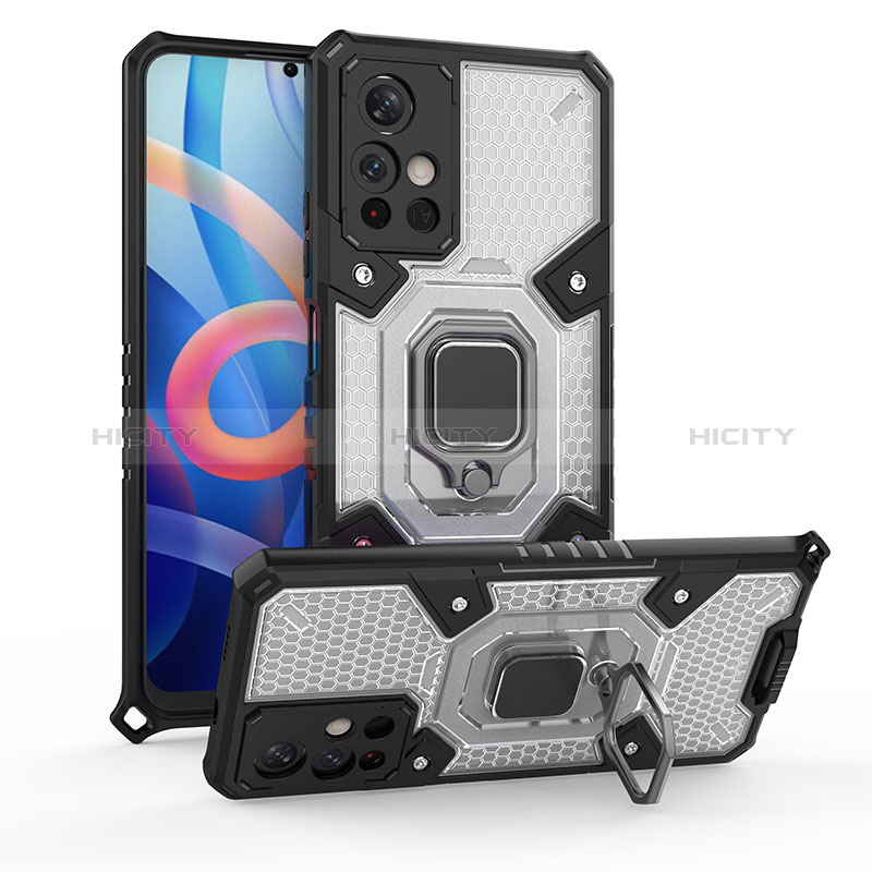 Funda Bumper Silicona y Plastico Mate Carcasa con Magnetico Anillo de dedo Soporte KC3 para Xiaomi Redmi Note 11S 5G