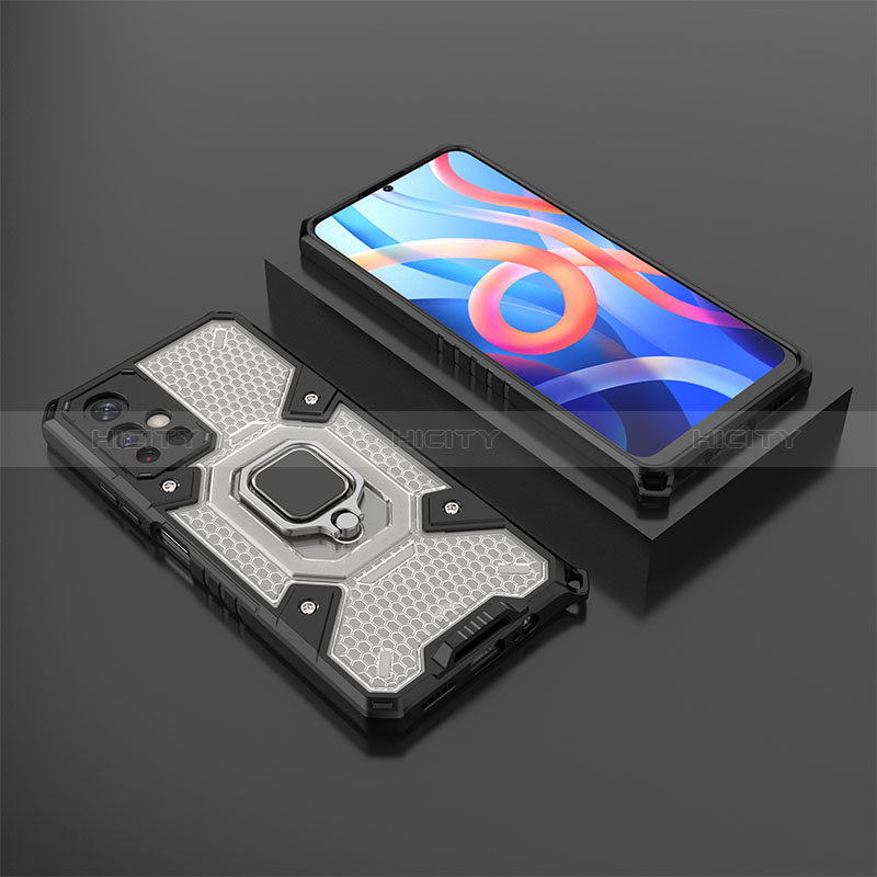 Funda Bumper Silicona y Plastico Mate Carcasa con Magnetico Anillo de dedo Soporte KC3 para Xiaomi Redmi Note 11S 5G