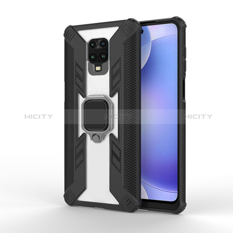 Funda Bumper Silicona y Plastico Mate Carcasa con Magnetico Anillo de dedo Soporte KC3 para Xiaomi Redmi Note 9 Pro