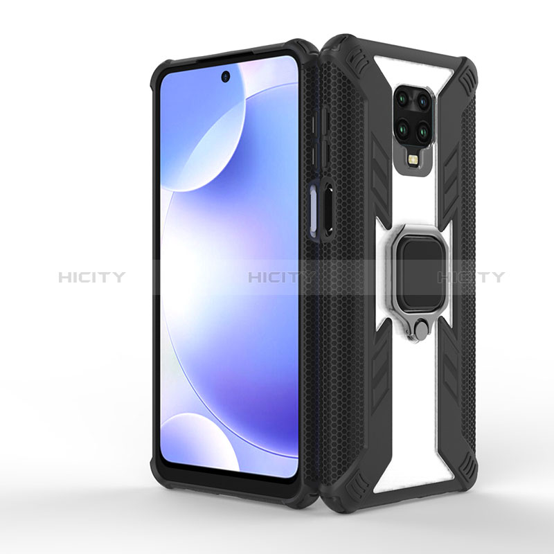 Funda Bumper Silicona y Plastico Mate Carcasa con Magnetico Anillo de dedo Soporte KC3 para Xiaomi Redmi Note 9 Pro