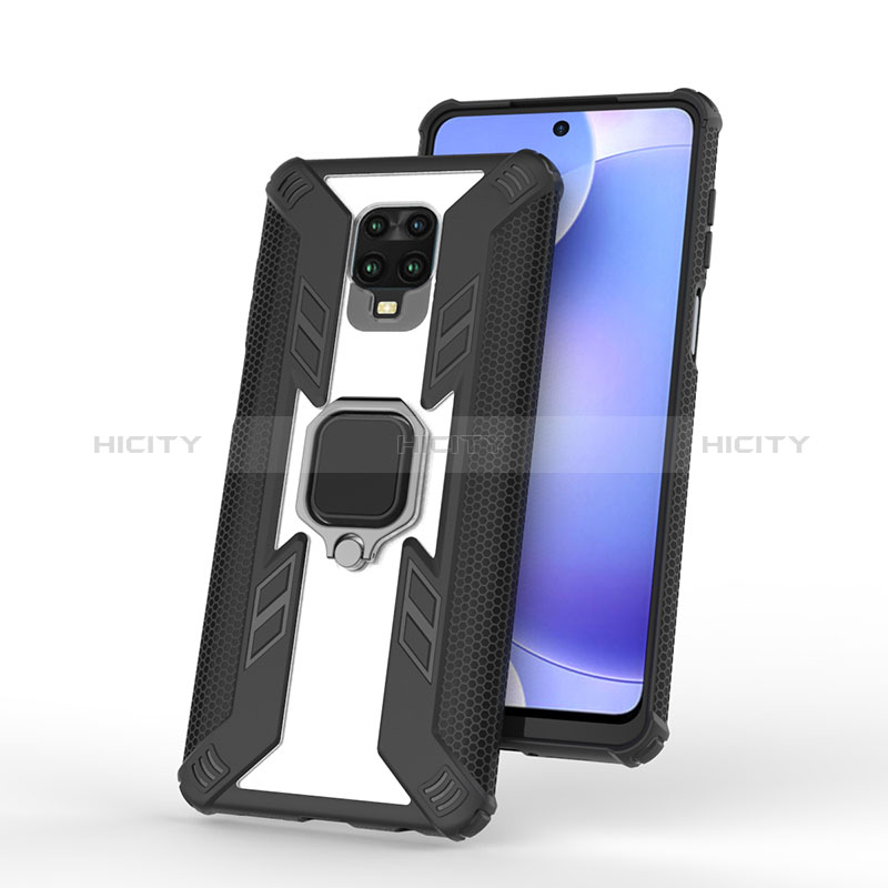 Funda Bumper Silicona y Plastico Mate Carcasa con Magnetico Anillo de dedo Soporte KC3 para Xiaomi Redmi Note 9 Pro Max