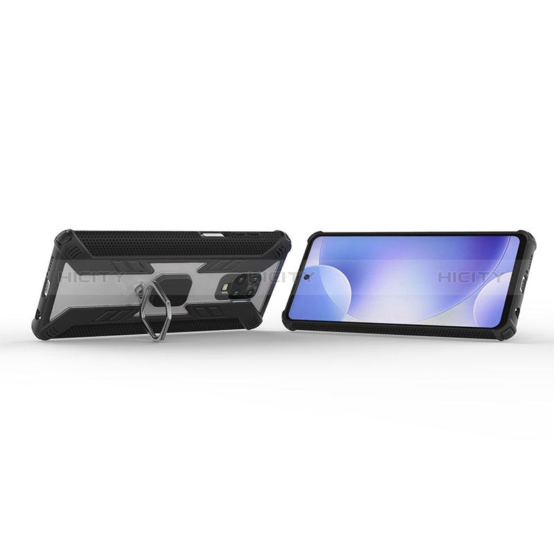 Funda Bumper Silicona y Plastico Mate Carcasa con Magnetico Anillo de dedo Soporte KC3 para Xiaomi Redmi Note 9 Pro Max