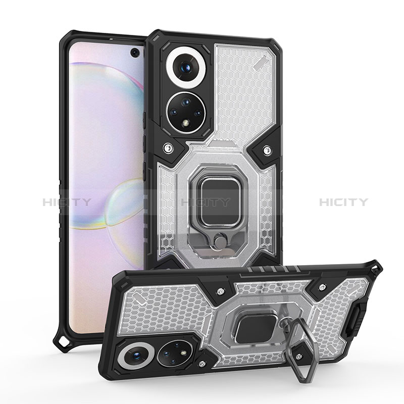 Funda Bumper Silicona y Plastico Mate Carcasa con Magnetico Anillo de dedo Soporte KC4 para Huawei Honor 50 5G