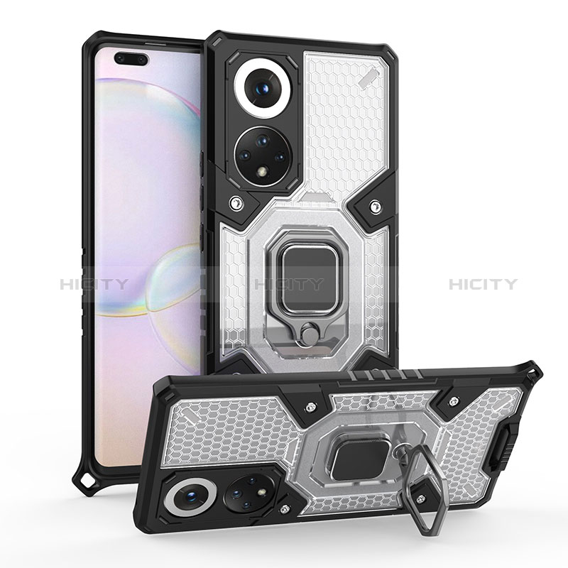 Funda Bumper Silicona y Plastico Mate Carcasa con Magnetico Anillo de dedo Soporte KC4 para Huawei Honor 50 Pro 5G