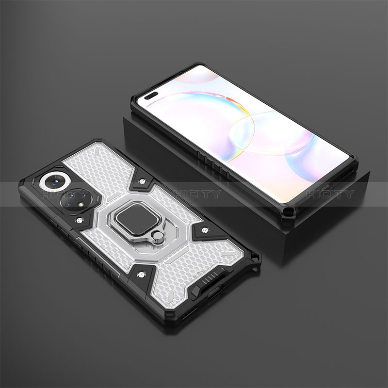 Funda Bumper Silicona y Plastico Mate Carcasa con Magnetico Anillo de dedo Soporte KC4 para Huawei Honor 50 Pro 5G