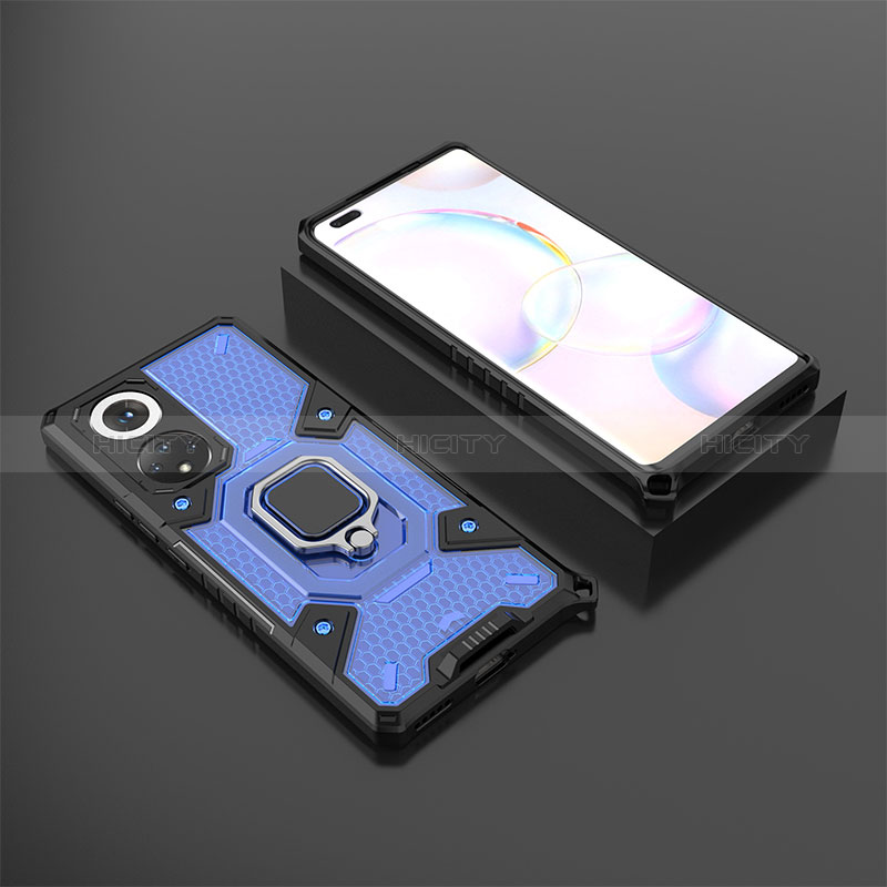 Funda Bumper Silicona y Plastico Mate Carcasa con Magnetico Anillo de dedo Soporte KC4 para Huawei Honor 50 Pro 5G