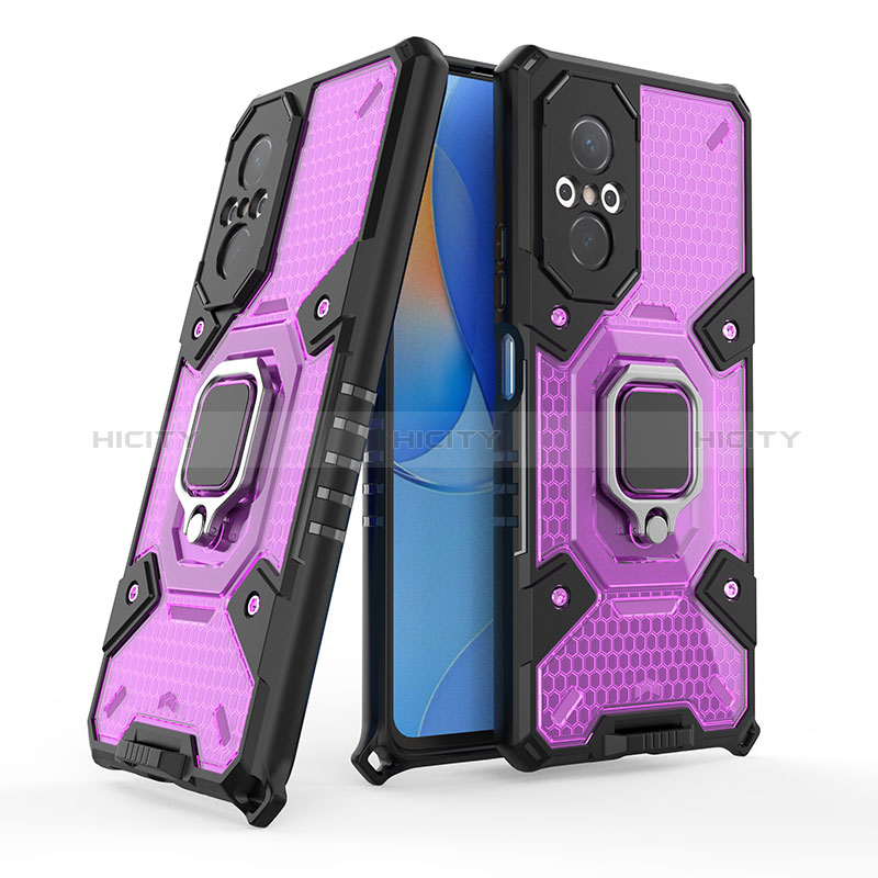 Funda Bumper Silicona y Plastico Mate Carcasa con Magnetico Anillo de dedo Soporte KC4 para Huawei Honor 50 SE 5G