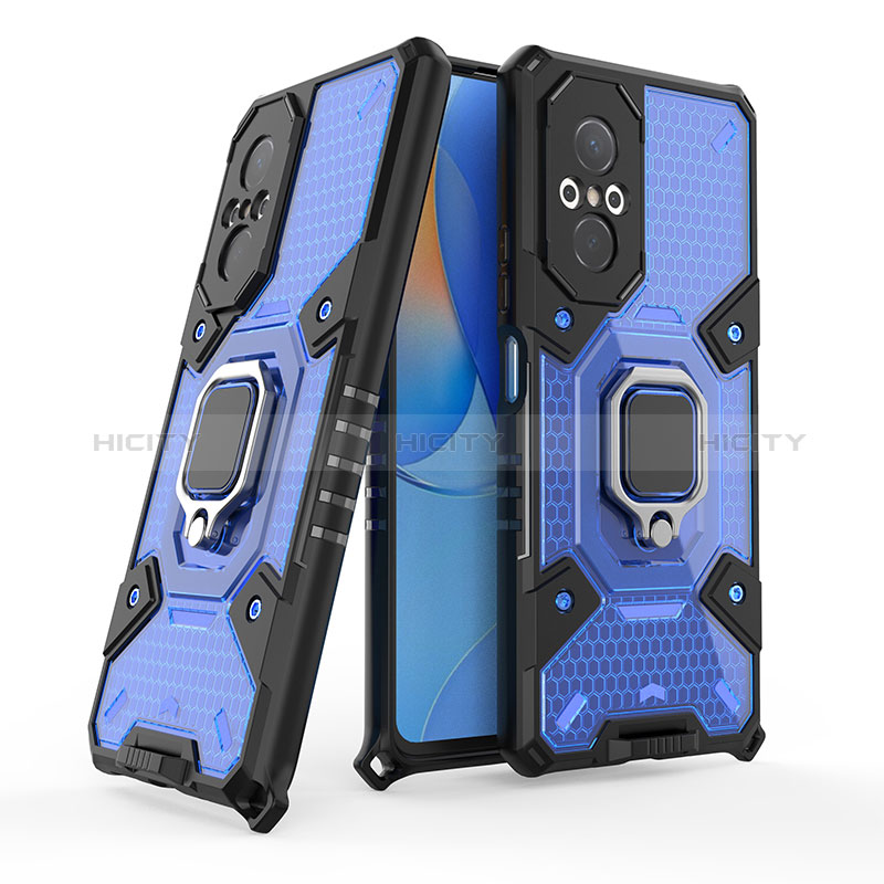 Funda Bumper Silicona y Plastico Mate Carcasa con Magnetico Anillo de dedo Soporte KC4 para Huawei Honor 50 SE 5G