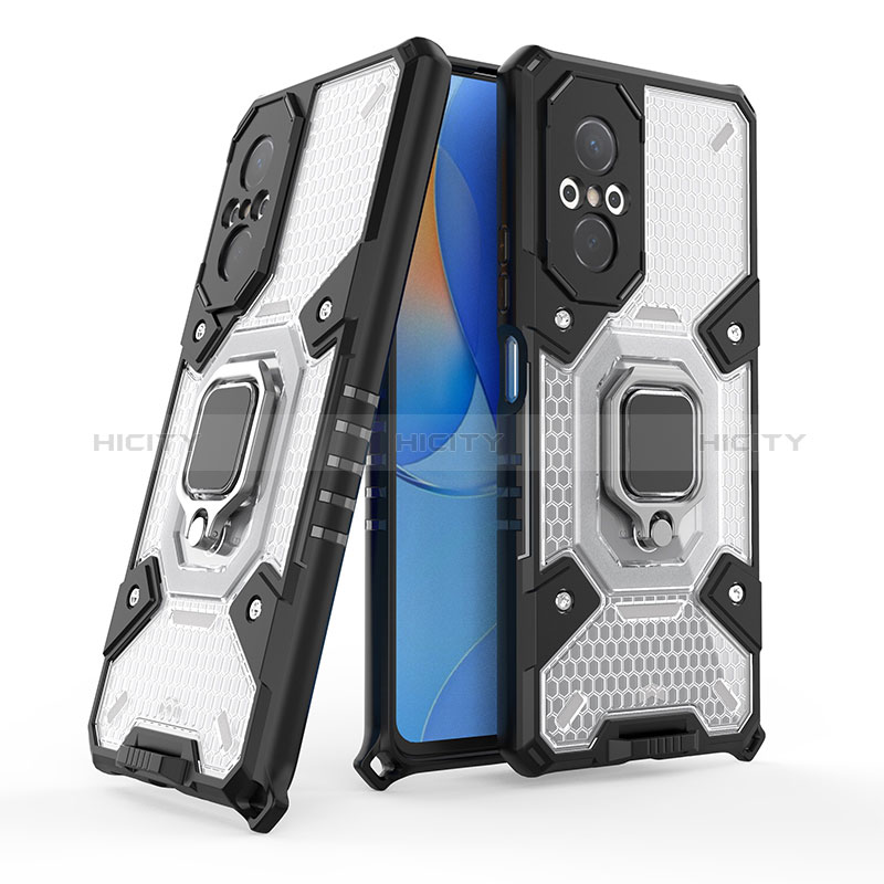 Funda Bumper Silicona y Plastico Mate Carcasa con Magnetico Anillo de dedo Soporte KC4 para Huawei Honor 50 SE 5G