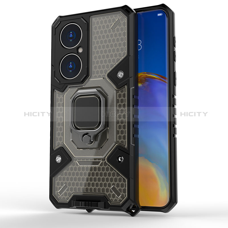 Funda Bumper Silicona y Plastico Mate Carcasa con Magnetico Anillo de dedo Soporte KC4 para Huawei P50