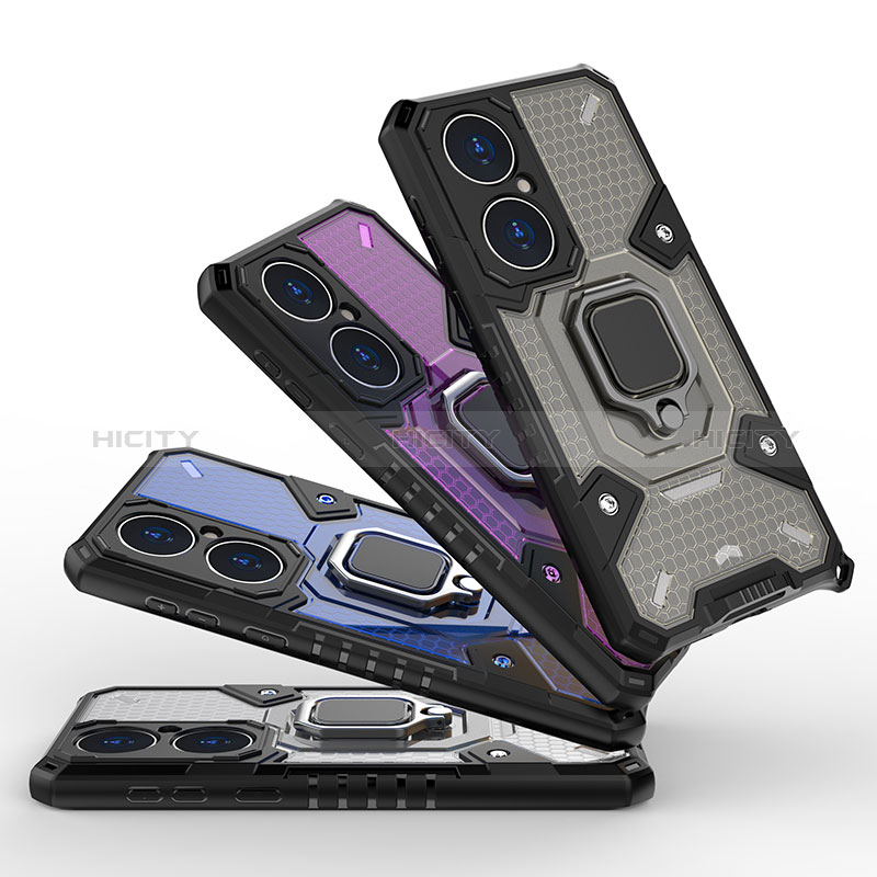 Funda Bumper Silicona y Plastico Mate Carcasa con Magnetico Anillo de dedo Soporte KC4 para Huawei P50