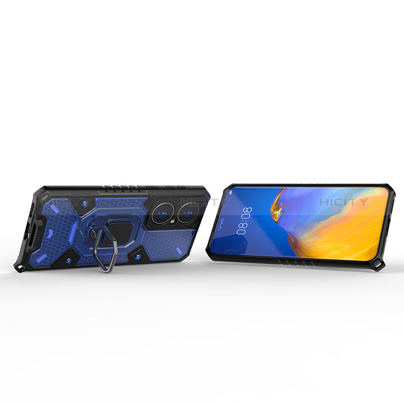 Funda Bumper Silicona y Plastico Mate Carcasa con Magnetico Anillo de dedo Soporte KC4 para Huawei P50