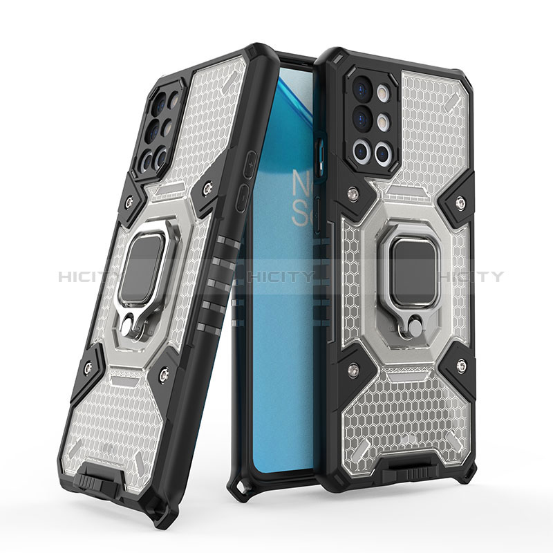 Funda Bumper Silicona y Plastico Mate Carcasa con Magnetico Anillo de dedo Soporte KC4 para OnePlus 9R 5G