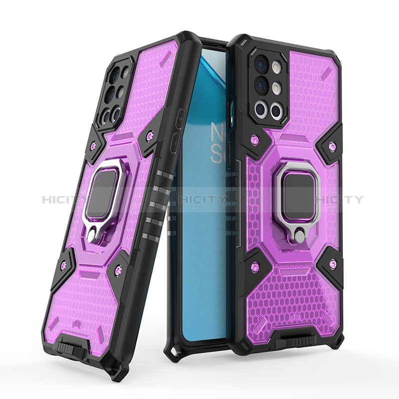 Funda Bumper Silicona y Plastico Mate Carcasa con Magnetico Anillo de dedo Soporte KC4 para OnePlus 9R 5G