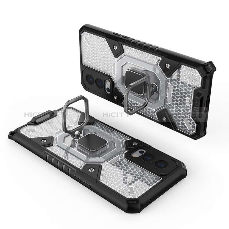 Funda Bumper Silicona y Plastico Mate Carcasa con Magnetico Anillo de dedo Soporte KC4 para OnePlus Nord 2 5G