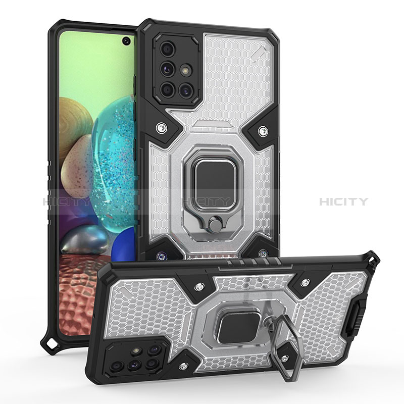 Funda Bumper Silicona y Plastico Mate Carcasa con Magnetico Anillo de dedo Soporte KC4 para Samsung Galaxy A71 4G A715