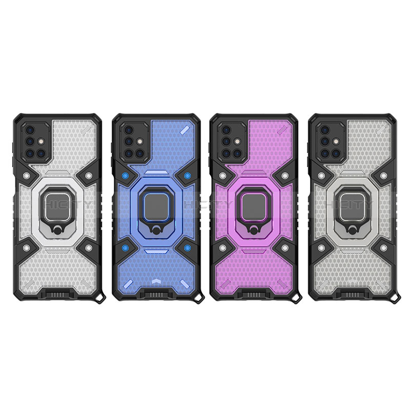 Funda Bumper Silicona y Plastico Mate Carcasa con Magnetico Anillo de dedo Soporte KC4 para Samsung Galaxy M51