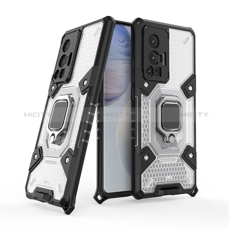 Funda Bumper Silicona y Plastico Mate Carcasa con Magnetico Anillo de dedo Soporte KC4 para Vivo X70 Pro 5G