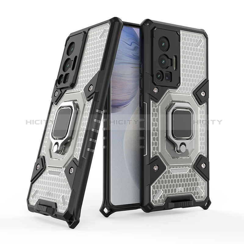 Funda Bumper Silicona y Plastico Mate Carcasa con Magnetico Anillo de dedo Soporte KC4 para Vivo X70 Pro 5G