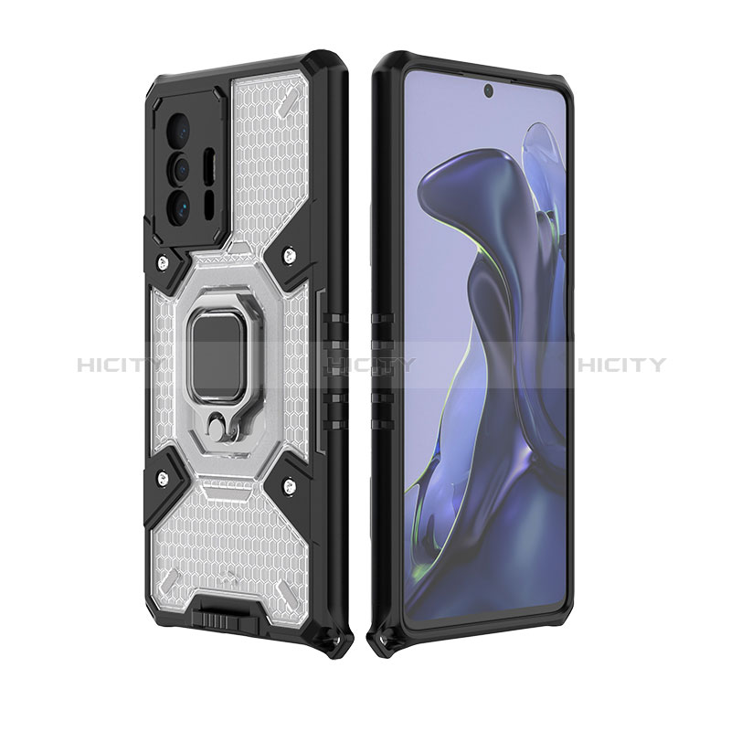 Funda Bumper Silicona y Plastico Mate Carcasa con Magnetico Anillo de dedo Soporte KC4 para Xiaomi Mi 11T 5G