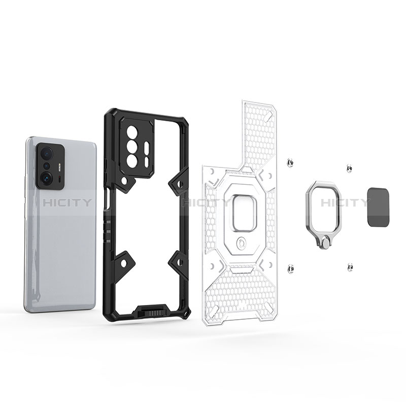 Funda Bumper Silicona y Plastico Mate Carcasa con Magnetico Anillo de dedo Soporte KC4 para Xiaomi Mi 11T 5G