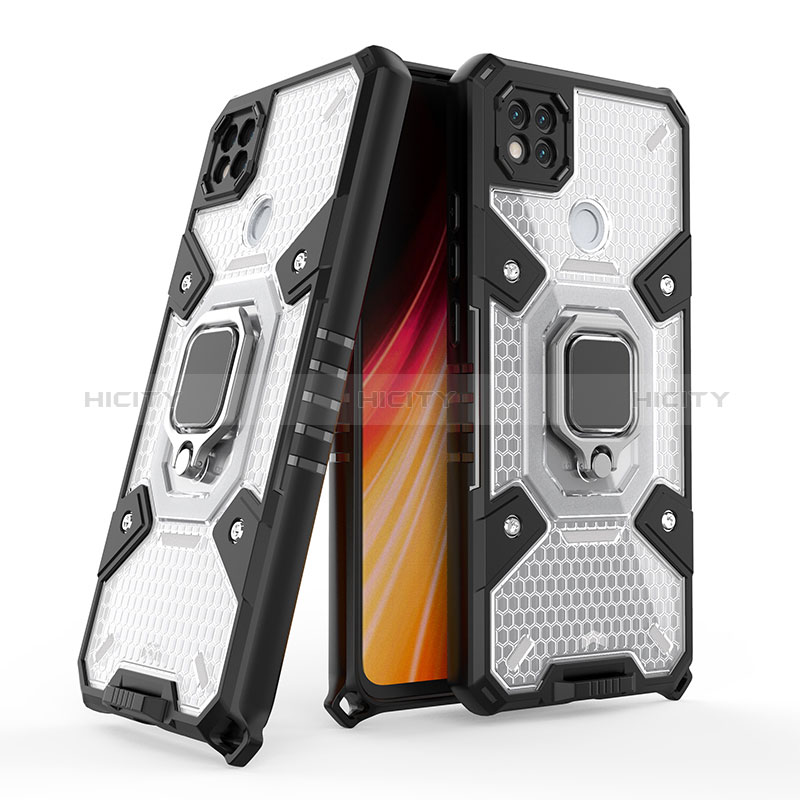 Funda Bumper Silicona y Plastico Mate Carcasa con Magnetico Anillo de dedo Soporte KC4 para Xiaomi POCO C31