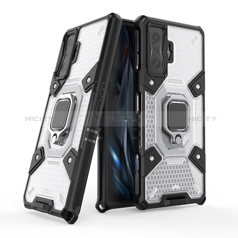 Funda Bumper Silicona y Plastico Mate Carcasa con Magnetico Anillo de dedo Soporte KC4 para Xiaomi Poco F4 GT 5G