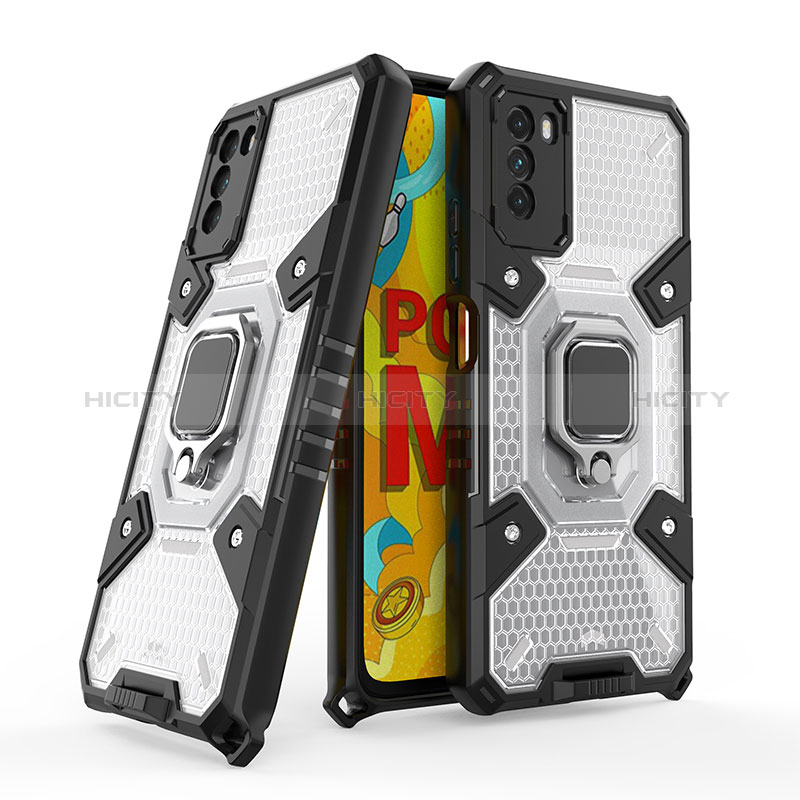 Funda Bumper Silicona y Plastico Mate Carcasa con Magnetico Anillo de dedo Soporte KC4 para Xiaomi Poco M3