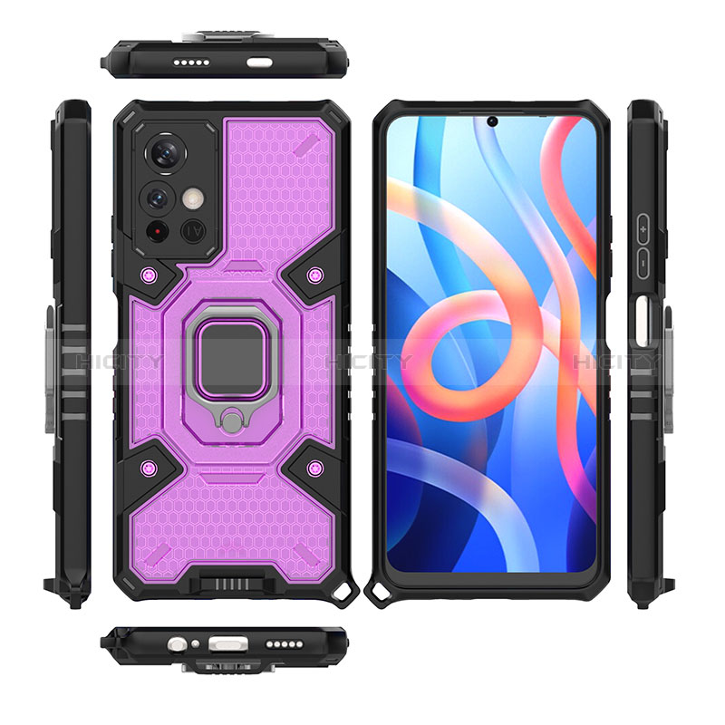 Funda Bumper Silicona y Plastico Mate Carcasa con Magnetico Anillo de dedo Soporte KC4 para Xiaomi Poco M4 Pro 5G