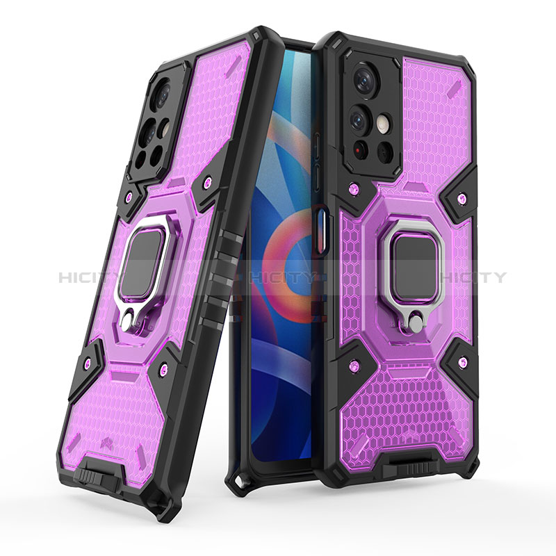 Funda Bumper Silicona y Plastico Mate Carcasa con Magnetico Anillo de dedo Soporte KC4 para Xiaomi Poco M4 Pro 5G