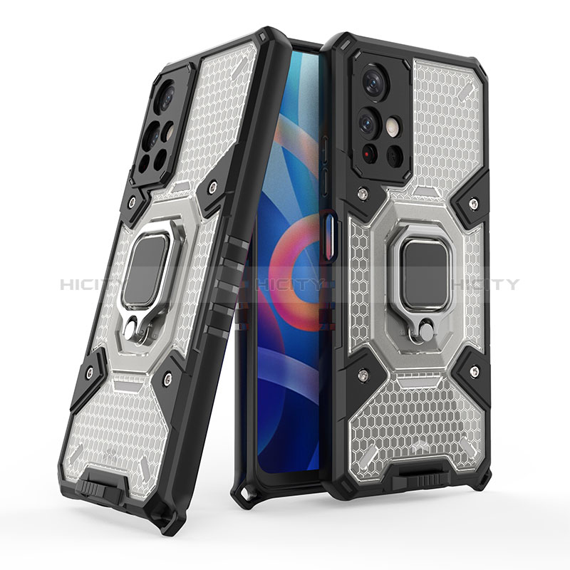 Funda Bumper Silicona y Plastico Mate Carcasa con Magnetico Anillo de dedo Soporte KC4 para Xiaomi Poco M4 Pro 5G