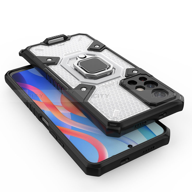 Funda Bumper Silicona y Plastico Mate Carcasa con Magnetico Anillo de dedo Soporte KC4 para Xiaomi Poco M4 Pro 5G