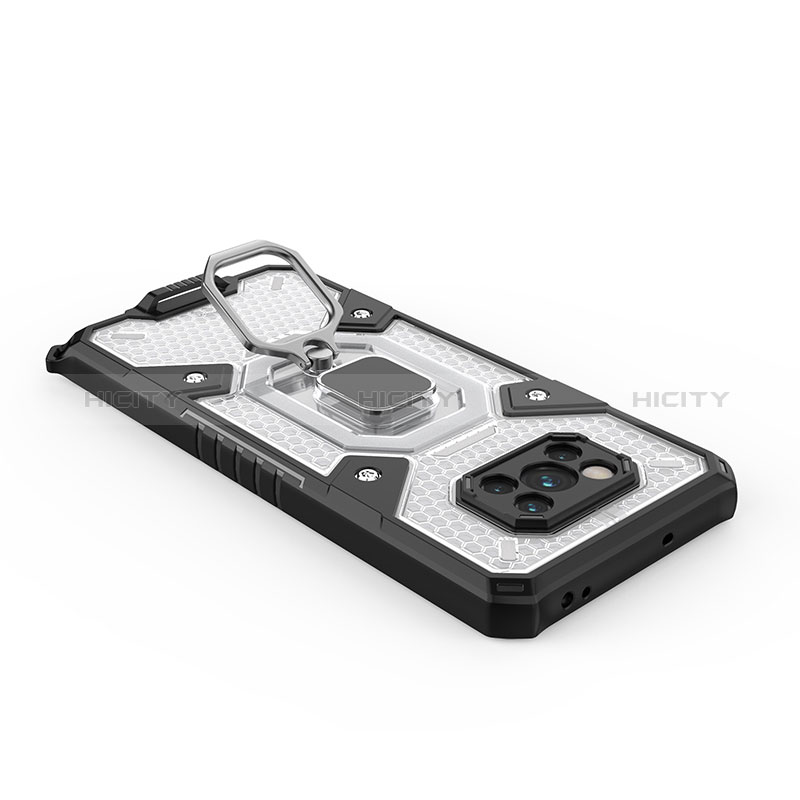 Funda Bumper Silicona y Plastico Mate Carcasa con Magnetico Anillo de dedo Soporte KC4 para Xiaomi Poco X3 NFC